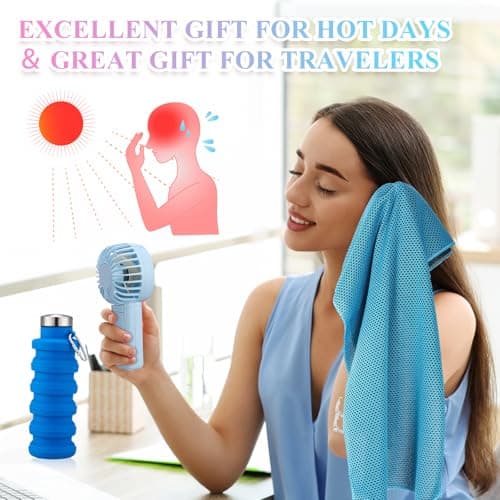 Wovnet 16 Set Theme Park Necessities Cruise Ship Accessory Kit Collapsible Water Bottle Cooling Towel Fan Drawstring Bag for Summer Amusement Park Outdoor Team Travel Cruise Gift Fitness Sport Favor — view 4
