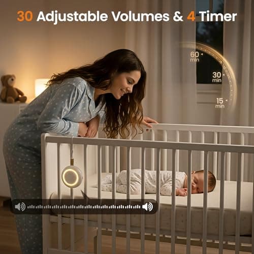 Portable Baby White Noise Machine for Sleep – 24 Calming Sounds, Rechargeable Travel Sound Machine with Night Light, Timers & Strap for Stroller, Car Seat & Nursery — view 4