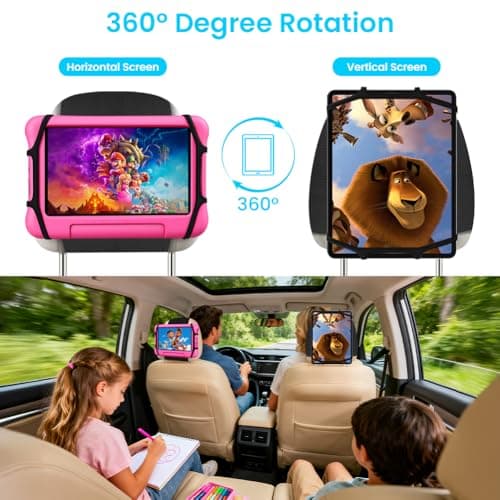 URAQT Upgraded Car Headrest Mount Holder, Tablet Holder for Kids in Back Seats, Anti-Slip Strap and Holding Net, for 7-11-inch iPad mini/Air/Pro, Switch, Galaxy Tabs, and iPhones — view 5