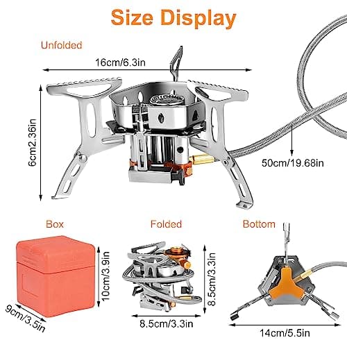Camping Gas Stove, 6800W Portable Windproof Camping Stove with Piezo Ignition & Storage Box, Foldable Backpacking Stove,Butane Gas Burner Furnace for Outdoor Cooking Hiking Fishing Trekking Picnic BBQ — view 5