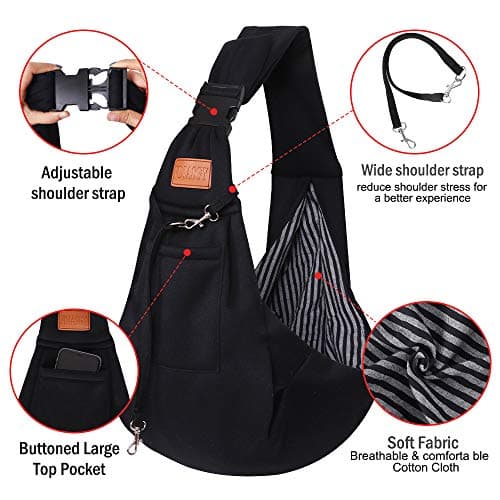 FDJASGY Small Dog Sling Cat Carrier Adjustable Strap Hands Free Reversible Pet Puppy Travel Bag Backpack for Outdoor Travel — view 3