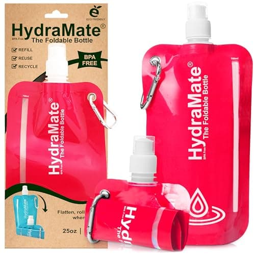 HydraMate Collapsible Water Bottle - Foldable Water Bottle - 750ml Pink