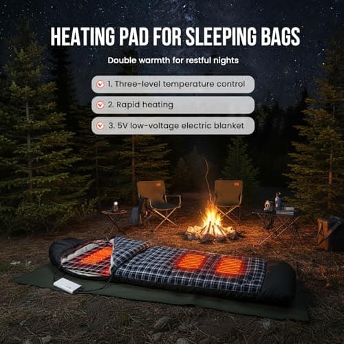 Heating pad, Camping Sleeping Mat with 5 Heating Zones Outdoor Electric Heat Pad 3 Adjustable Temperature Waterproof Warm Sleeping Mat for Cold Weather Camping Or Hiking Adventures — view 6