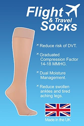 SockShop Ladies 40 Denier Flight and Travel Socks 4-7 uk, 37-40 eur Natural — view 4