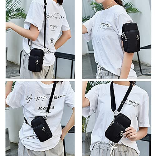 DOB SECHS 3 Layers Zipper Closure Waterproof Nylon Crossbody Bags With Adjustable Shoulder Strap Mobile Phone Wallet Bags For Women Girls Ladies — view 2
