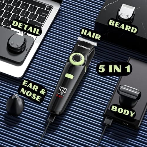 BarberBoss Men's Grooming Kit – Beard Trimmer Men, Hair Clippers Men, Nose Trimmer, Detail Trimmer, Waterproof, Rechargeable Grooming Set — view 2