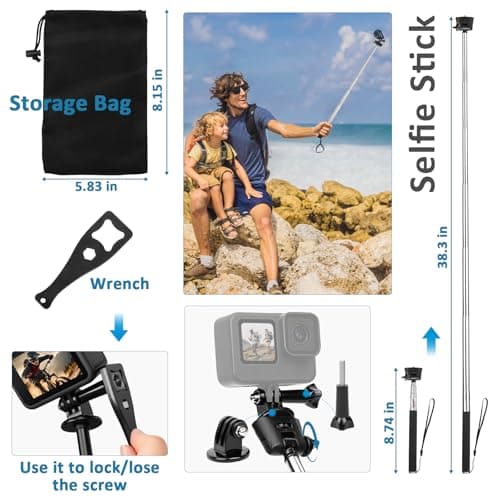 ChromLives Action Camera Accessories Kit, 57 in 1 Action Camera Mount Set Compatible with Gopro Hero 13 12 11 10 9 8 7 6 5/Session 5/Hero 4/3+/3/2/1,DJI Osmo, Akaso, Insta360, Recording — view 4