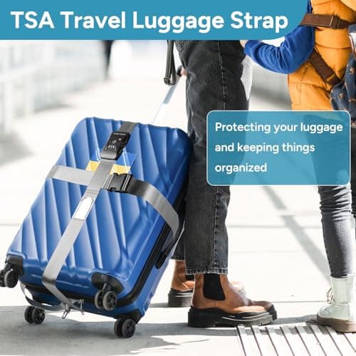 travel inspira TSA Approved Luggage Straps, Cross Suitcase Straps (Grey) — view 2