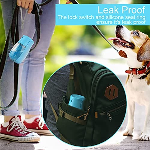 Gezimetie Dog Water Bottle - Foldable Dog Water Dispenser for Walking with Dog Waste Bag, Portable Pet Water Bottle for Travel, BPA Free Water Bottle for Cat, Rabbit,Puppy and Other Animal 300ML — view 6