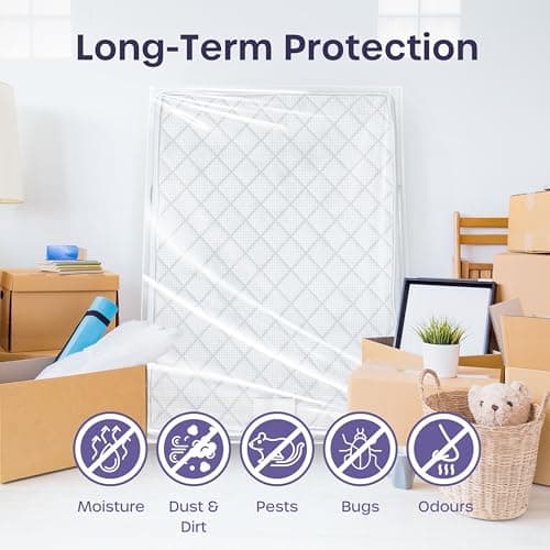 Single Heavy Duty Mattress Cover for Moving - 2 Pack Reusable Waterproof Mattress Bags for Moving, Storage and Protect Beds from Stain, Dust, and Pest Damage - 225 x 120 x 30cm Mattress Bag (92.5gsm) — view 6