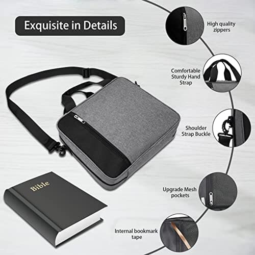 HINAA Bible Cover A4 Book Bags With Handle And Zippered Pocket, Bible Case Church Bag Travel Document Organizer, For Men Women Father Kids — view 5