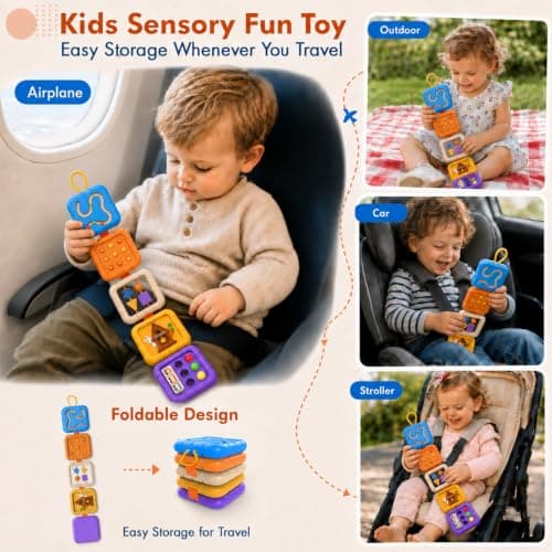 Kdoliti Busy Board for 1 Year Old,Activity Cube Plane Toy for 1 2 Year Old,Montessori Toy for 1 2 3 Year Old,Toddler Travel Toy,Toddler Plane Activity,Montessori Busy Board,Baby Toy for Girl Boy Gift — view 4