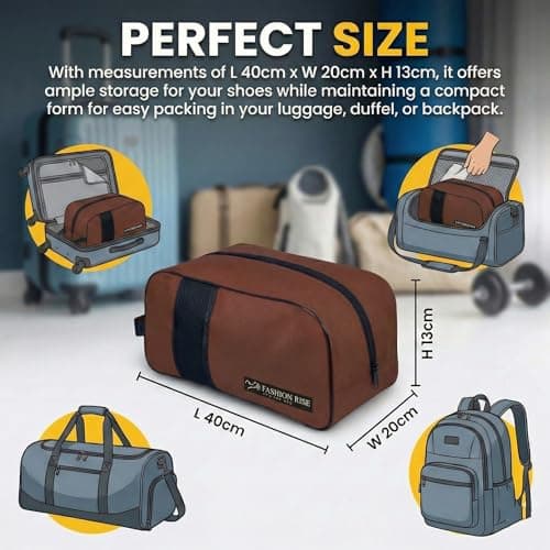 Waterproof Sports Boot/Shoe/Travel Bag for Football Cricket Rugby Golf Toiletry Gym for Men/Women (Brown) — view 3