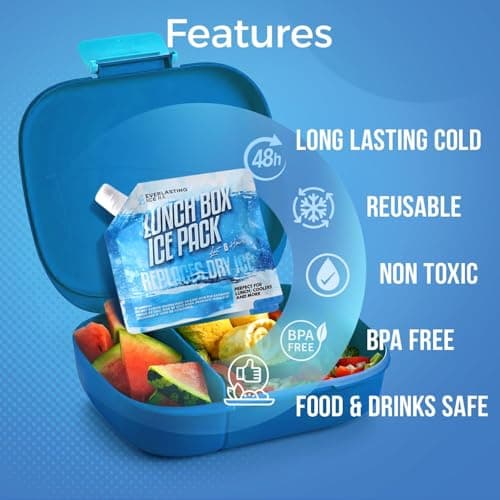 Everlasting Ice RX Reusable Ice Packs for Lunch Boxes (4 Pack) Up to 48 Hours Freezer Packs | 7.5 x 6.5 in | Long Last Cooler Ice Packs for Camping, Fishing, Beach, Road Trips — view 2