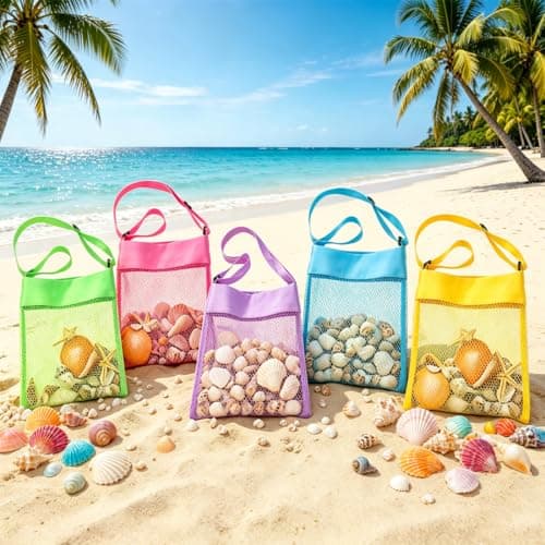 SIYOPINPFY Colorful Mesh Beach Bags, 5 PC Set — view 2