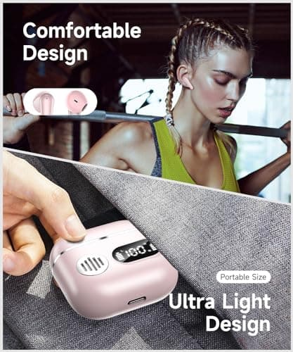 Wireless Earbuds 2026 Sport Bluetooth Headphones Stereo Earphones with ENC Mic Wireless Earphones In Ear Earbuds with Dual LED Display, 48H Playtime, Running Headphones IP7 Waterproof, Ceramic Pink — view 6