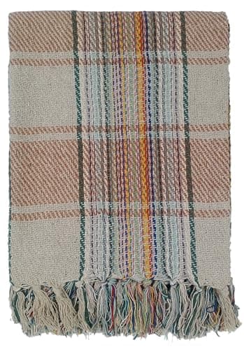 Axcent Comfort Recycled Cotton Throw Picnic Blanket Check Striped Design Versatile Soft Camping Throws Blankets for Sofa Bed Beach Garden 127x152 cm (Assorted, 127 x 152 cm) — view 2
