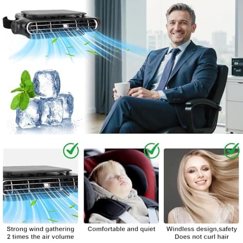 2-Pack Car Backseat Fan – 3000mAh Rechargeable Battery, 3-Speed Clip-On Car Seat Cooler & Air Circulator – Adjustable Angle Ventilation for Road Trips, Camping, Travel & Long Drives — view 3