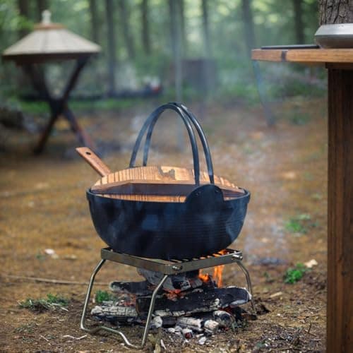 Portable Folding Camping Grill & Fire Pit Stand, 16 × 16 cm Stainless Steel BBQ Rack , Charcoal Cooking Grate & Burner Stove Support for Hiking, Backpacking, Picnic, Fishing — view 3