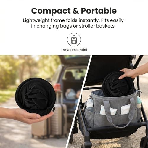 LIHAO Pram Sun Shade Cover Universal Baby Sunshade UPF 50+, Black — view 6