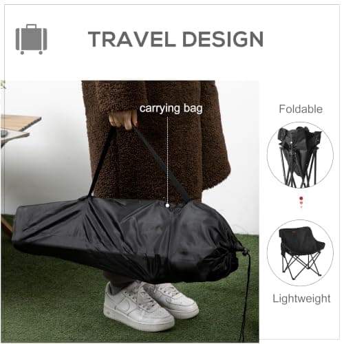 Outsunny Camping Chair Folding Chair with Carry Bag 110 kg Capacity Black — view 4