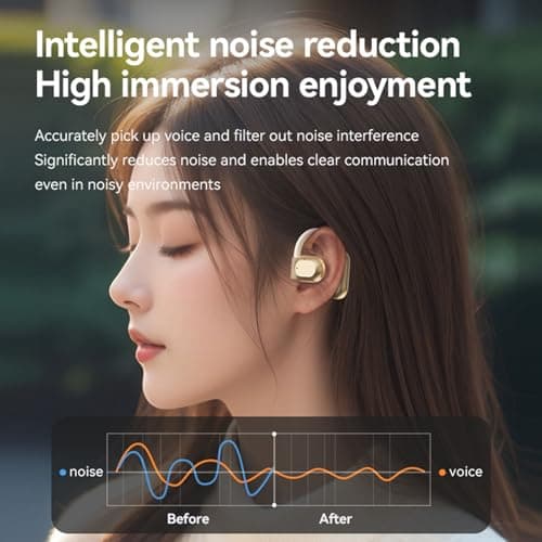 AI Language Translator Earbuds, Real Time Translation Over Ear Earbuds, 144 Languages & Accents 2 Way Translator Earphone for Travel Business Learning (Gold) — view 2