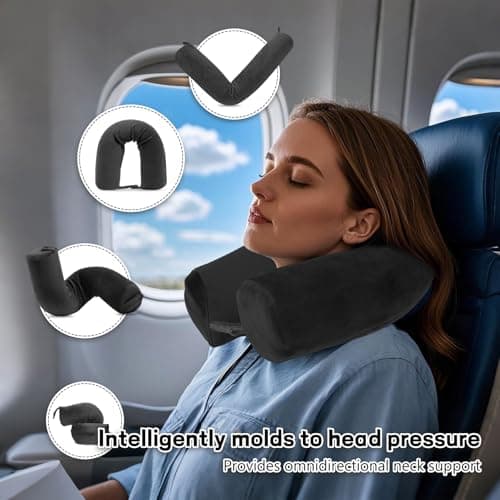 EPROICKS Twist Memory Foam Travel Pillow, Adjustable Travel Neck Pillow for Home Travel, Airplanes, Bus, Trains Chin, Lumbar Leg Support, Bendable Roll Pillow black — view 2