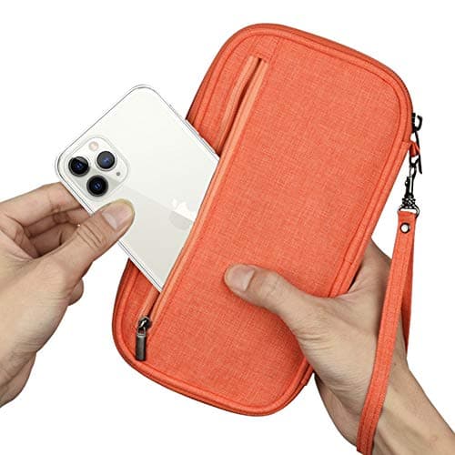 homchen RFID Blocking Travel Passport Wallet Holder, Document Organiser Case Credit Card Holders for Men and Women (RFID-Orange) — view 4