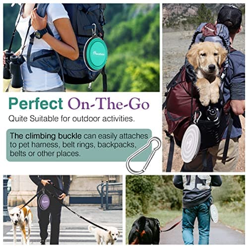 Pawaboo Collapsible Travel Dog Bowls 2 Pack with Lids & Carabiners Silicone — view 3