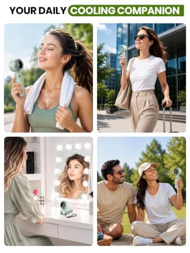 EcoNour Portable Handheld Fan - 5 Gear High Speed Rechargeable Fan - Green — view 6