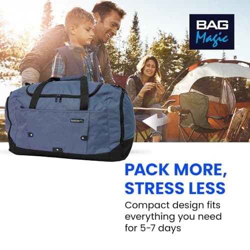 Medium Sports Holdall 40L – 52x31x25cm Gym Bag, Travel Duffle Bag with Shoulder Strap – Lightweight Carry-On Cabin Luggage for Men & Women - Navy — view 3