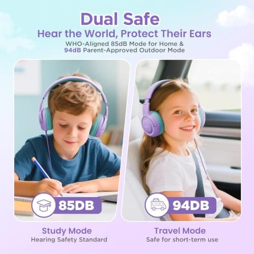 Acer Kids Headphones Wired with 85/94dB Volume Limit, 3.5mm Jack and USB C — view 3