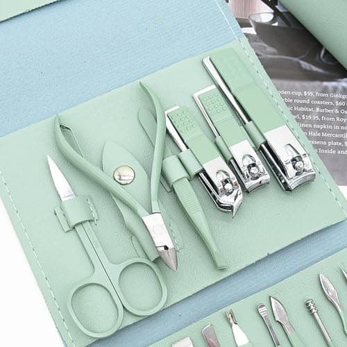 Manicure Set 16Pcs Nail Clippers Set Manicure Kit, Professional Stainless Steel Pedicure Kit with Luxurious Travel Leather Case, Nail Clippers for Women Men, for Home, Travel (Purple) — view 3