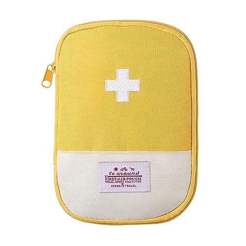 EQLEF Travel First Aid Kit First Aid Bag Empty Mini Medicine Storage Bag First Aid Pouch Small Medical Bag for Car Hiking Camping Outdoor Activities (Yellow)