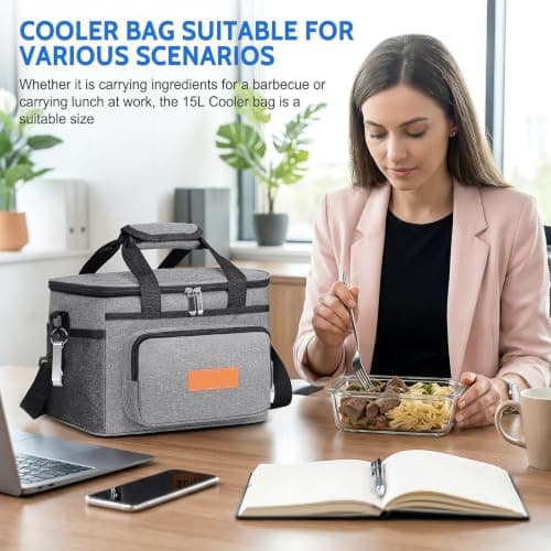 15L Insulated Lunch Bag Foldable Waterproof Cooler Bag 14-Hour Insulation — view 6