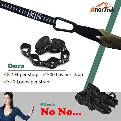 AnorTrek Camping Hammock with Mosquito Net, Double & Single Lightweight Portable Hammocks with Tree Straps, Parachute Hammock for Camping, Backpacking, Traveling & Hiking — view 2