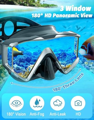 Zeligerstar Snorkel Set Adults, 3 Window Panoramic Mask, Anti-Fog Dry Top — view 2