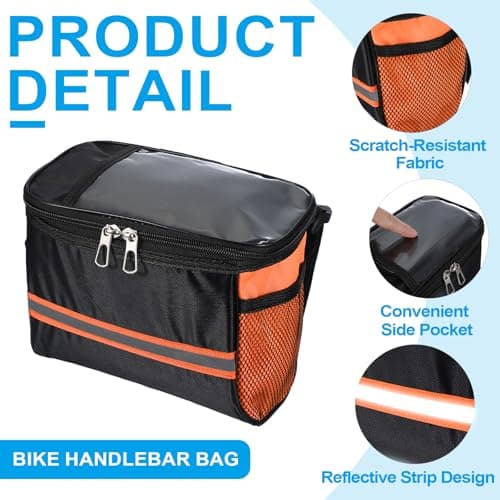 PATIKIL Bike Handlebar Bag, Bike Frame Bag Waterproof, Orange — view 3