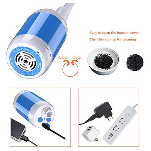 Laserbeak Camping Outdoor Shower Handheld Shower Electric Shower, Water Regulation, 4800 mAh Rechargeable Battery, Shut-off Flow Control and Valve (Blue) — view 3