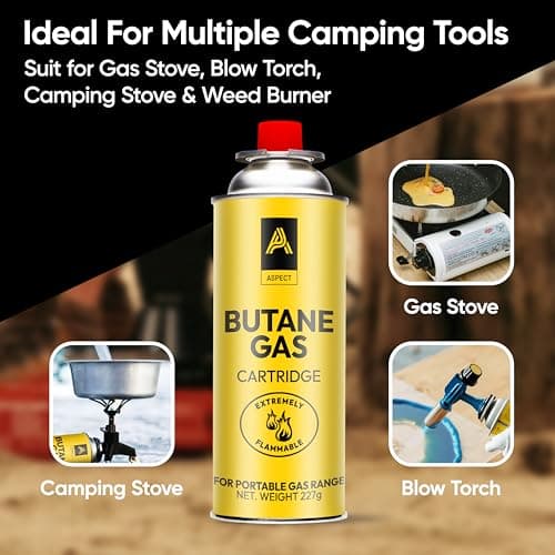 Aspect Camping Gas, Canisters for Camping Stove, Butane Gas Perfect Suitable for Portable Stove, BBQ, Gas Heaters, Blow Torches Safe and Secure Bottle (Pack of 8) — view 4