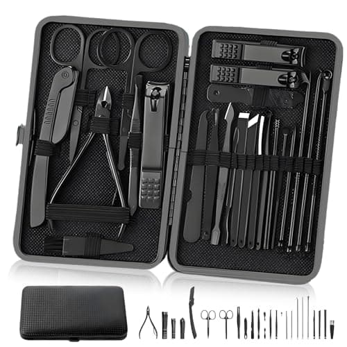 24Pcs Nail Files Set, Manicure Set Men Stainless Steel Manicure Pedicure Sets for Feet, Suitable Ideal for Men Women Daily Nail Care, Thick Nails Trimming and Travel Essentials