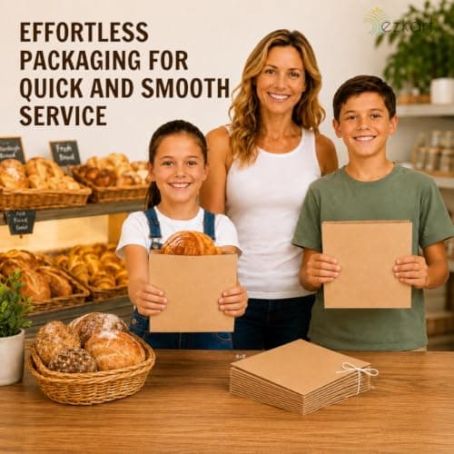 ezkart Pack of 200 - Versatile Brown Paper Bags for Groceries, Vegetables, Bread, & Fruits- Ideal as Sandwich, Cake, Paper Food Bags, Pick and mix bags Sweet Bags (200, 7x7 Inch) — view 4