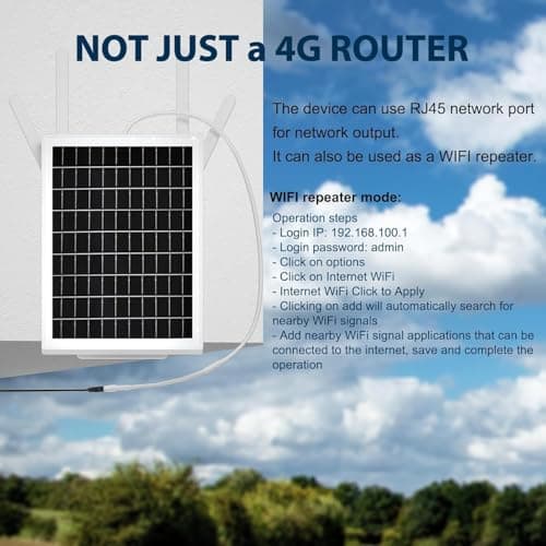 15W Solar Powered 4G LTE Modem Router, Outdoor Solar Powered WiFi Extender Signal Booster with SIM Card Slot, Solar WiFi Repeater for Garden, Farm and Ranch, 50M WiFi Range, IP66 Waterproof — view 6