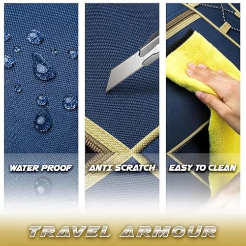 Travel Duffle Bags for Men Weekender Over Night Carry On Bag Lightweight Extra Large Oxford Duffel Gym Sturdy Luggage Water-Proof for Men & Women 26" XL (Blue Gold) — view 5