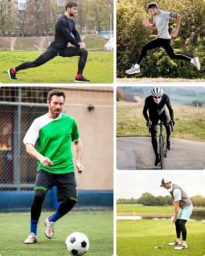 Runhit Mens Compression Pants with Pockets, Sports Base Layer Trousers, Thermal Tights Cycling Leggings for Running Training White M — view 6