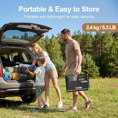 BBQ Side Table, 60 x 40 cm Metal Folding Camping Table, Lightweight Outdoor Table with Mesh Top, Adjustable Height 26/47/65 cm, Portable Garden Table for Barbecue, Picnic, Fishing, Camping Cooking — view 2