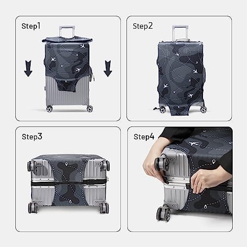 OrgaWise Elastic Travel Luggage Cover Suitcase Cover for 22-32 Inch Suitcase Protective Cover with Zipper, with a Luggage tag, L(26-28 Inch) — view 2