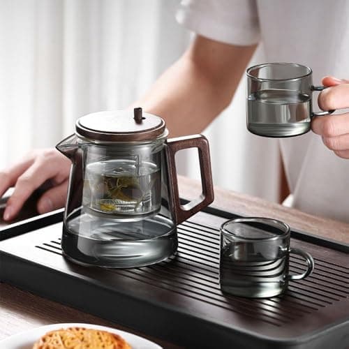 Tea Pot with Infuser, Glass Teapot for Loose Tea, Camping, Travel(Style 2 Clear) — view 5