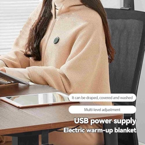 150 * 80cm 3 Gears Portable Heated Blanket, Cordless Heated Blanket, Portable Heated Shawl, USB Heated Blankets, Heated Wearable Blankets, for Women Girl Family Lovers (Green) — view 5