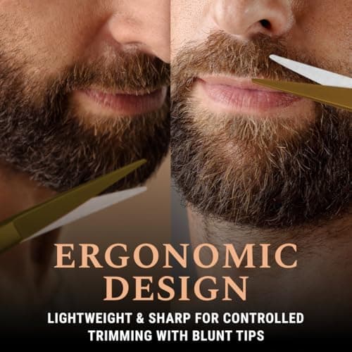 Ontaki 5" Beard & Mustache Scissor with Combs for Men - Gold Brass — view 4